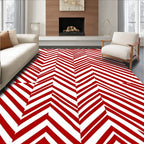 Bold Red Chevron Jagged Stripe Rug