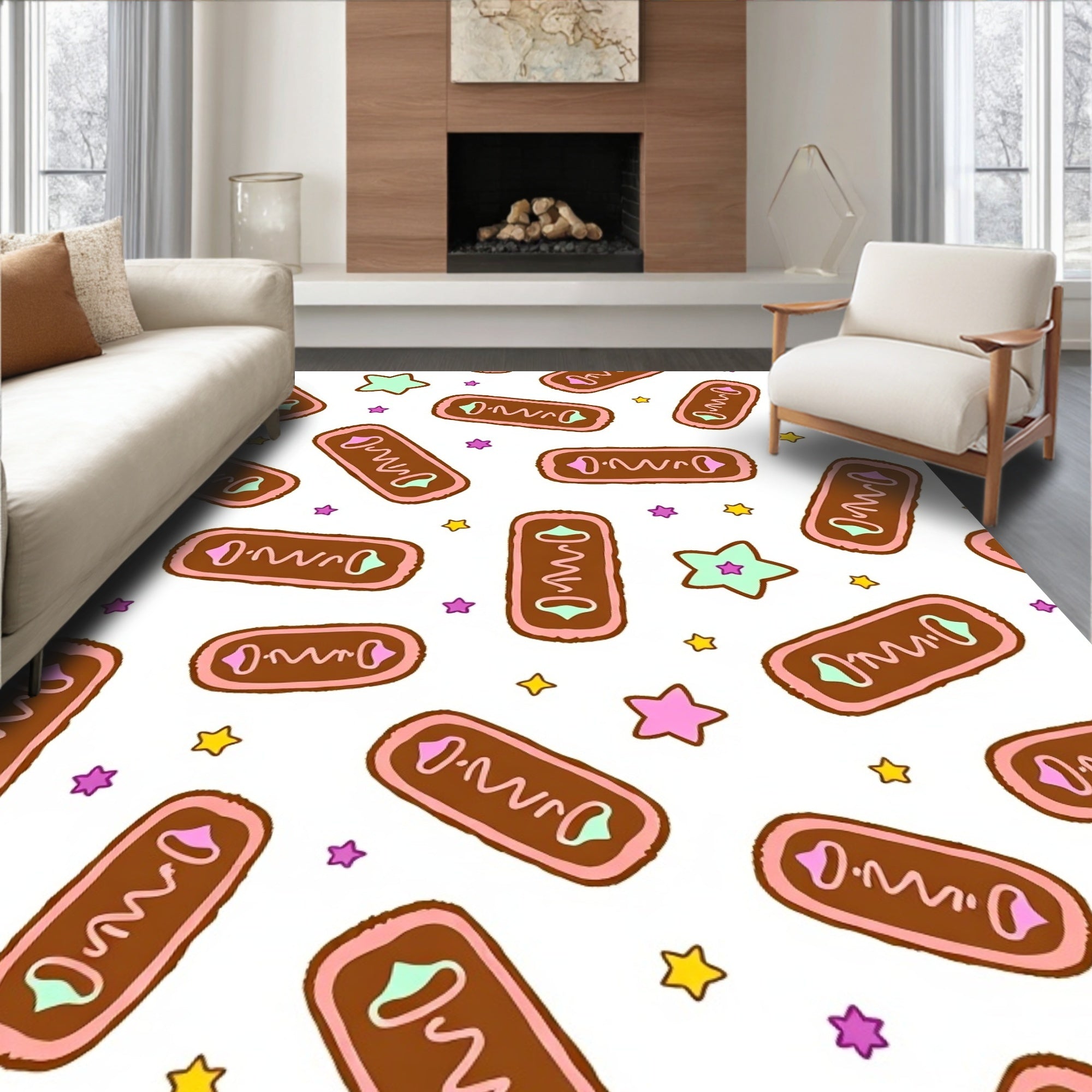 Sweet Treat Pastel Biscuit Stars Rug