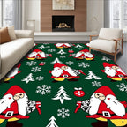 Festive Red Gnome Snowflake Forest Friends Rug