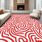 Red Swirl Dot Continuous Line Rug