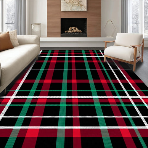 Black Red Green Tartan Plaid Rug