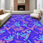 Vibrant Violet Floral Scroll Rug