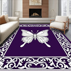 Elegant Purple Butterfly Ornamental Border Rug