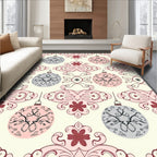 Pink Gray Festive Ornaments Repeating Pattern Rug