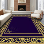 Regal Golden Floral Border Rug
