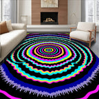 Vibrant Neon Sunburst Ripple Rug