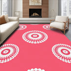 Crimson Floral Medallion White Rug
