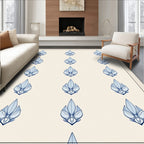 Pale Blue Leaf Medallion Repeat Rug