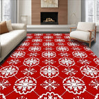 Red White Ice Flower Lattice Area Rug
