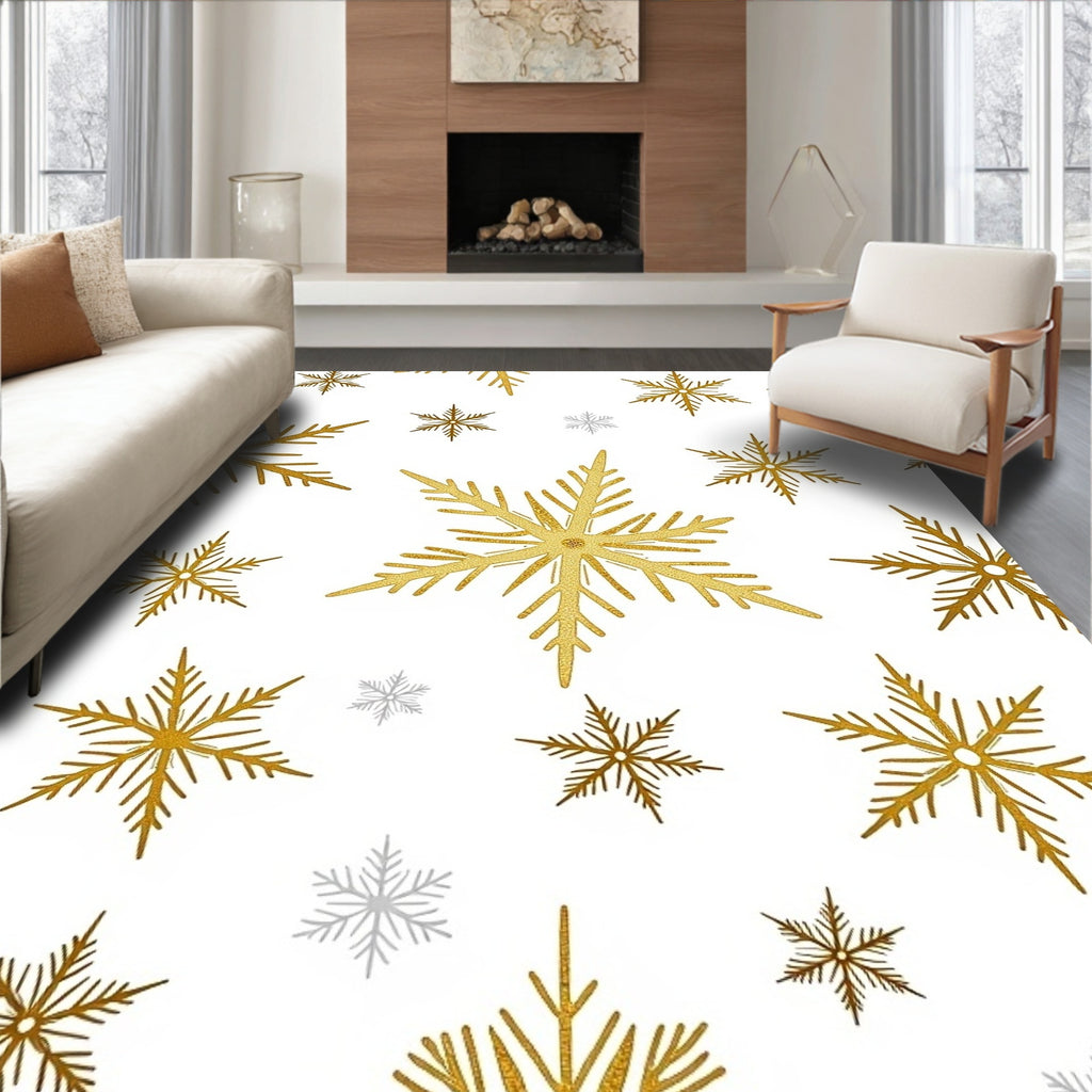 Gold Glitter Snowflake Charm Rug