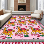 Whimsical Yellow Giraffe Pink Repeating Rug