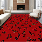 Crimson Red Musical Notes Collage Rug