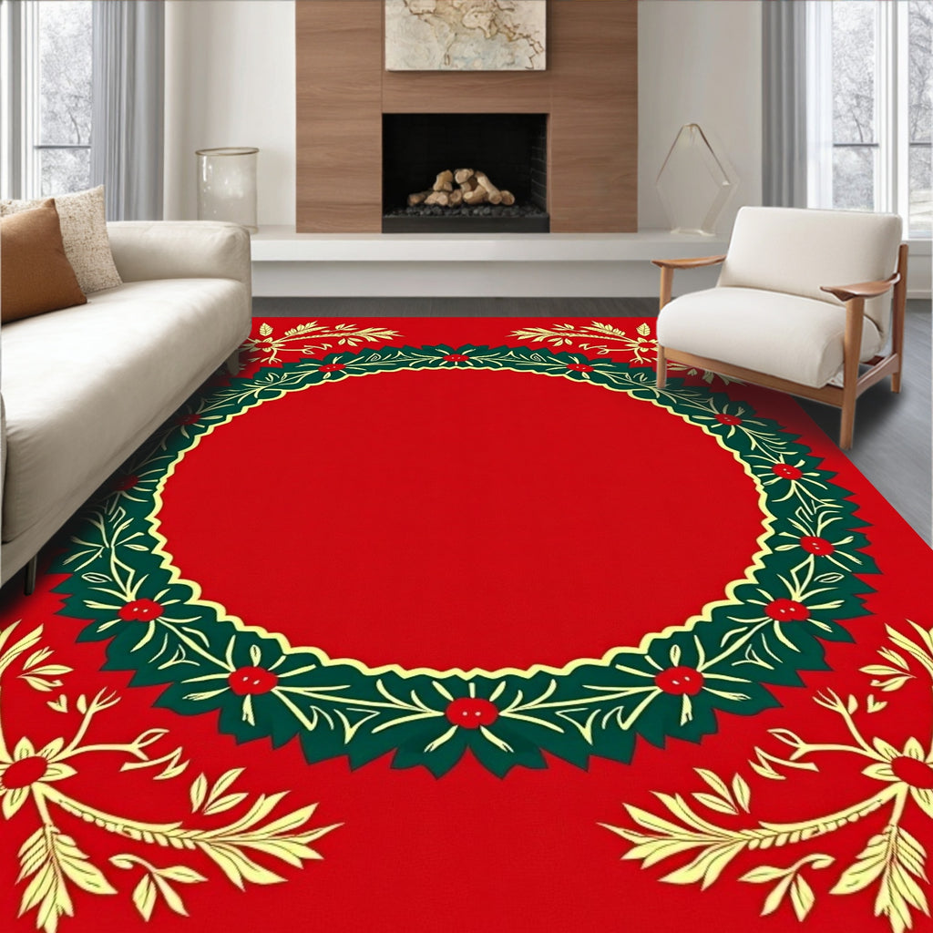 Retro Laurel Wreath Floral Rug