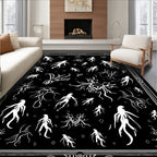 Creepy White Figures Black Field Collection Rug