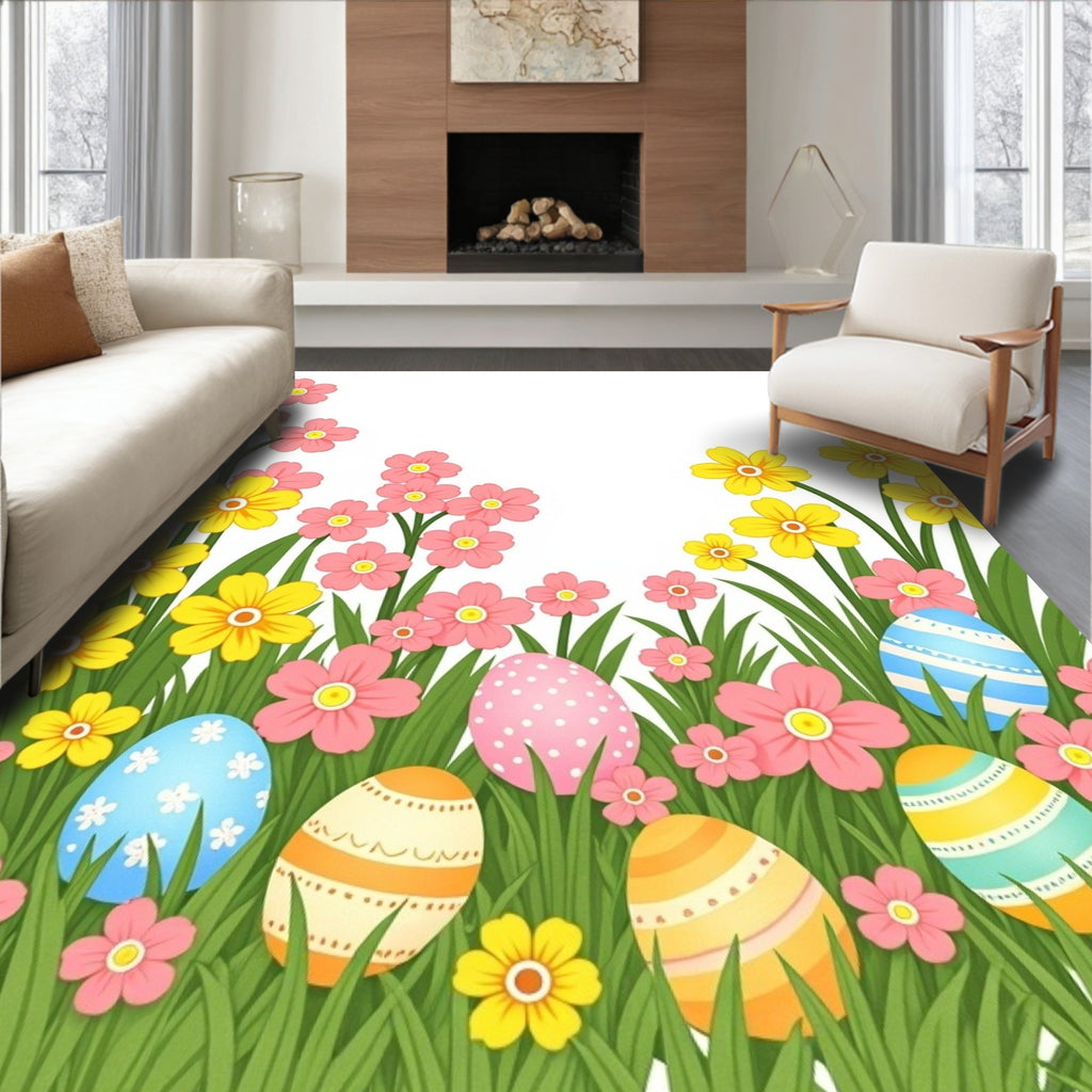 Easter Garden Floral Eggs Rug