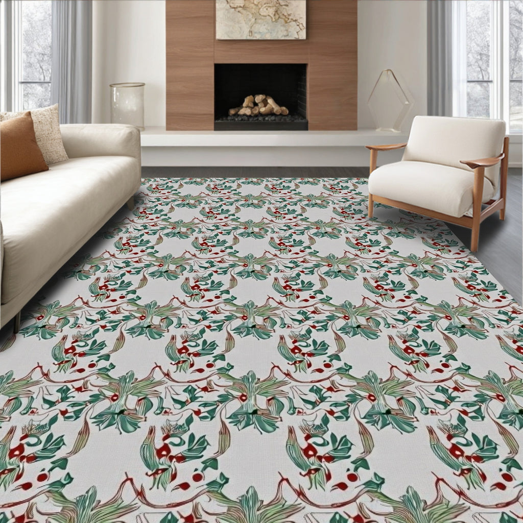 Emerald Green Berry Vine Medallion Rug