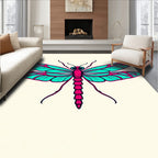 Crimson Turquoise Dragonfly Wing Art Rug