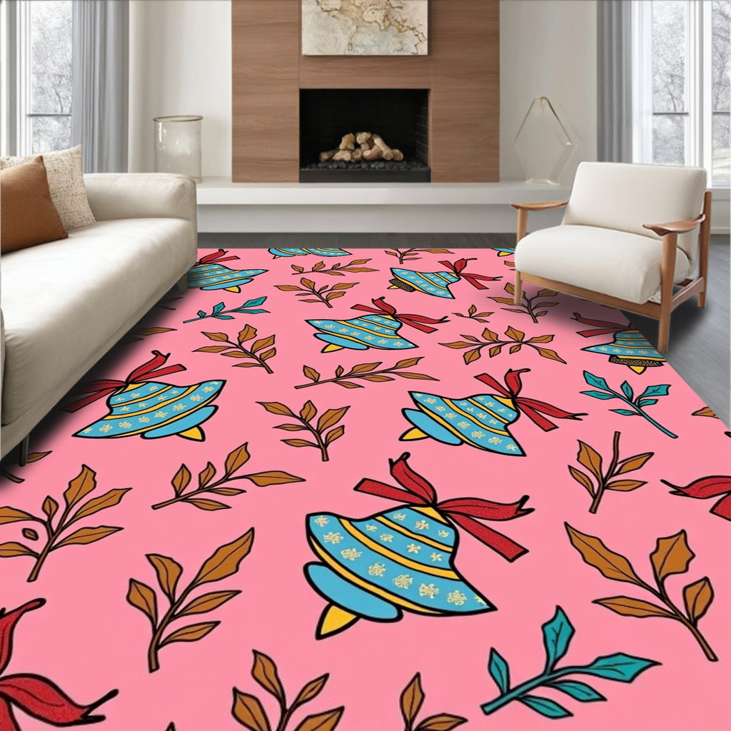 Pink Blue Bell Garland Rug