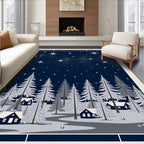 Midnight Snowy Forest Starry Night Rug