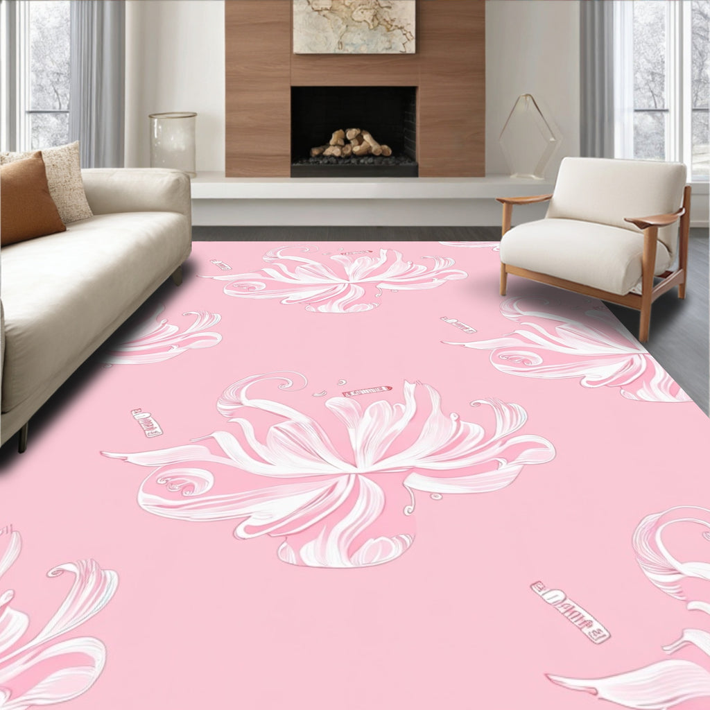Pink Lily Swirls with Lipstick Accents Rug