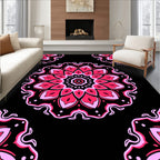 Pink Crimson Floral Mandala Roundel Rug