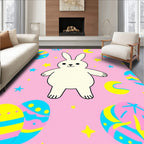 Whimsical Bunny Stars and Eggs Rug