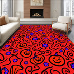 Spooky Orange Pumpkin Swirl Floral Rug