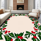 Green Holly Berry Garland Border Rug