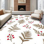 Brown Pine Sprigs With Red Berries Rug