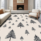 Whimsical Black Tree Forest Scene Rug