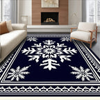 Navy White Snowflake Medallion Rug
