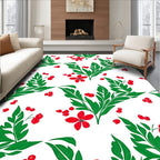 Red Berry Green Leaf Blossom Rug