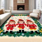 Festive Red Elves Snowfall Garland Rug