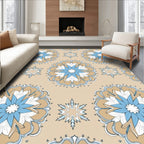 Coastal Blue Floral Starburst Mandala Rug