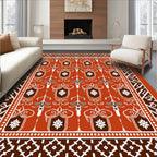 Terracotta Floral Shield Medallion Rug