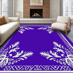 Electric Purple Floral Border Rug