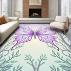 Whimsical Purple Butterfly Forest Rug