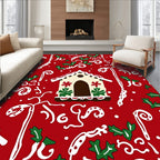 Festive Gingerbread House Holly Vines Rug