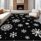 Snowflake Black White Holiday Scatter Rug