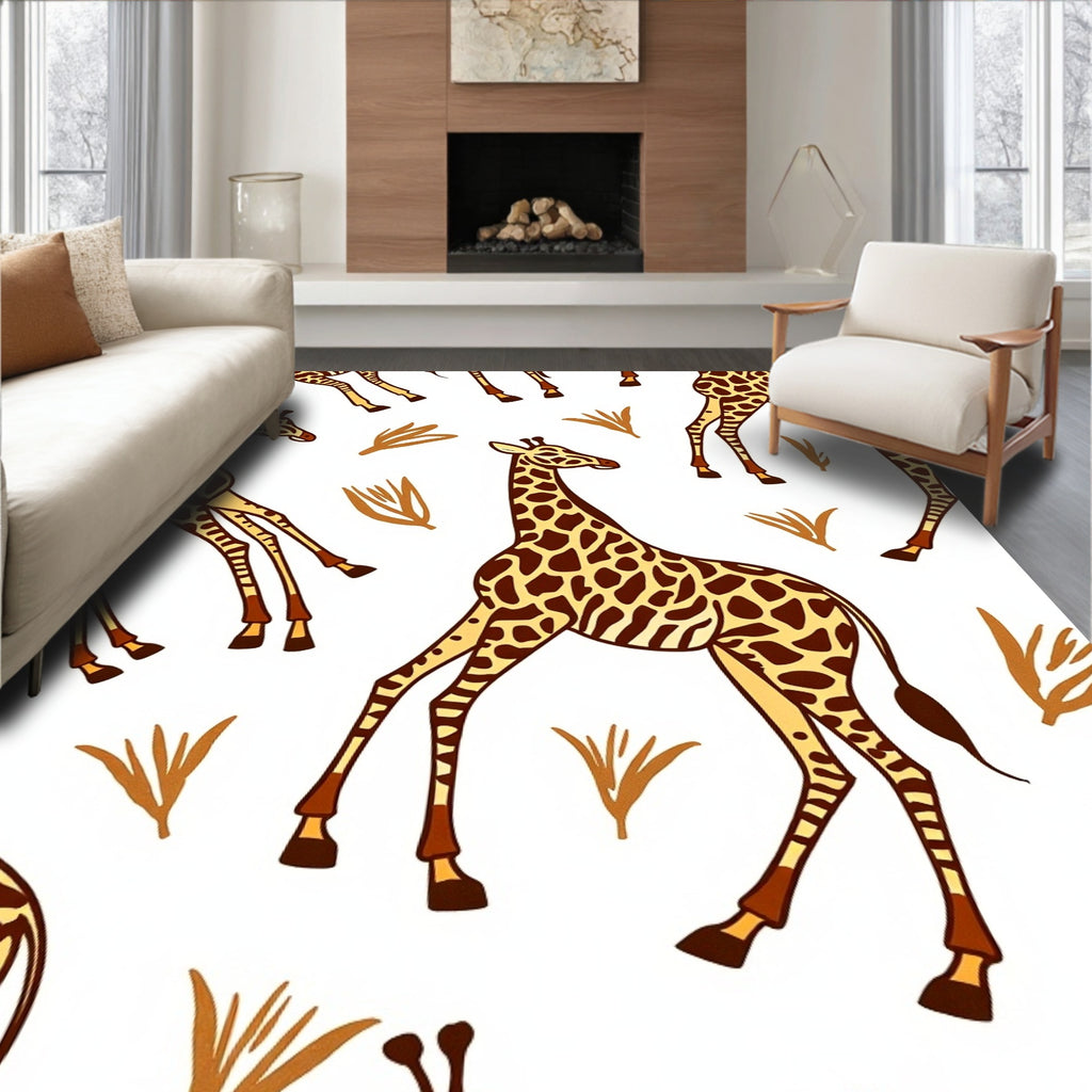 Whimsical Giraffe Safari Grass Rug