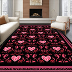 Pink Heart Swirl Repeating Pattern Rug