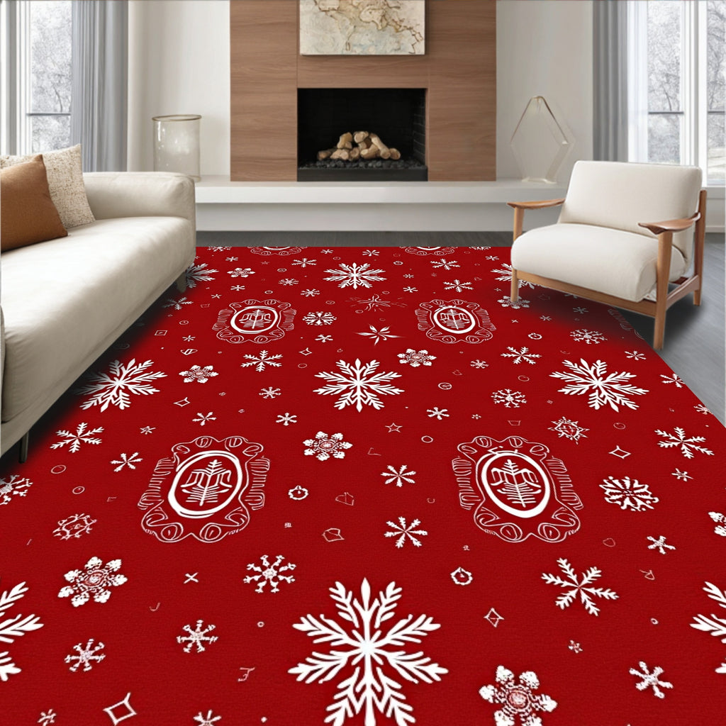 Crimson Snowflake Holiday Accents Rug