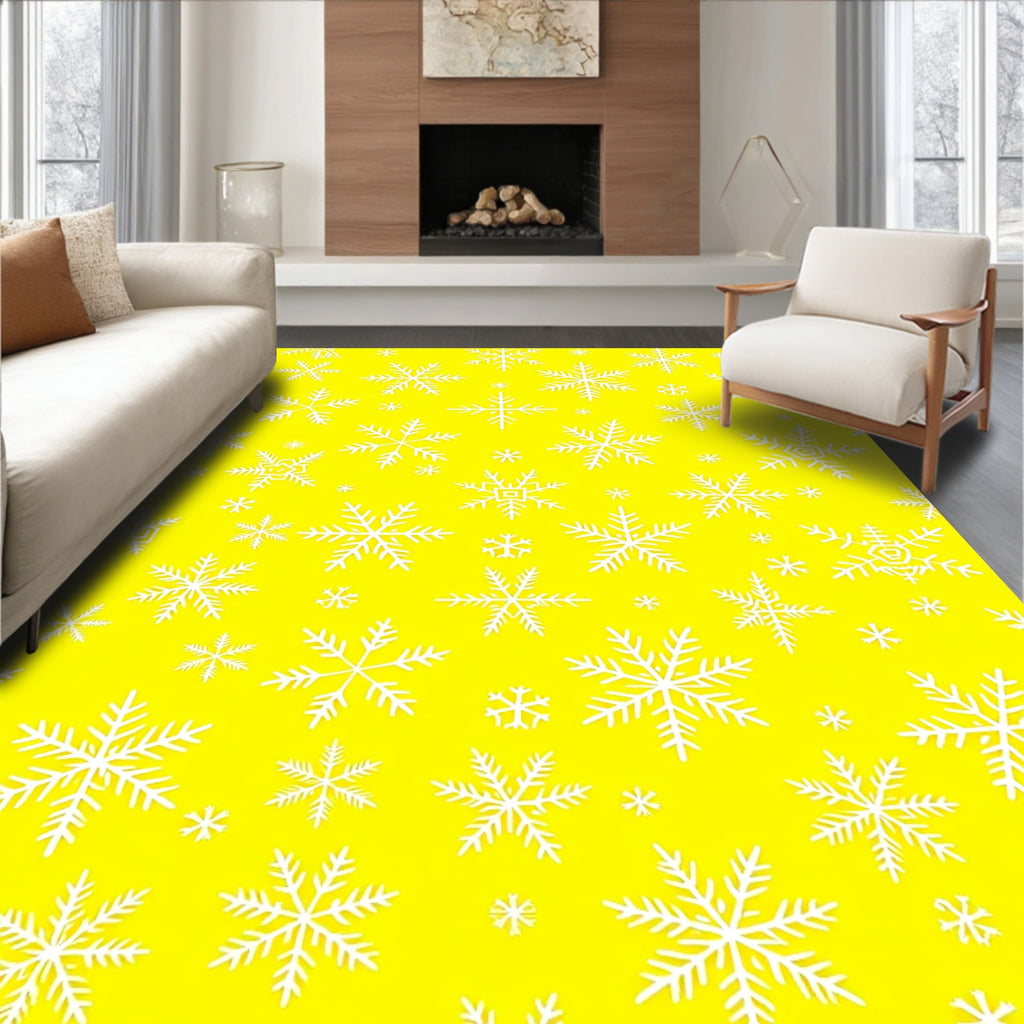 Bright Yellow Snowflake Scatter Rug