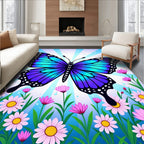 Vivid Blue Purple Butterfly Garden Rug