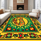 Yellow Green Red Giraffe Border Rug