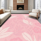 Soft Pink Floral Leaf Arrangement Rug
