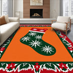 Green Snowflakes Adorned Christmas Stocking Rug