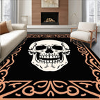 Cream Skull Black Ornate Frame Rug