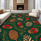 Deep Green Abstract Seed Pod Rug
