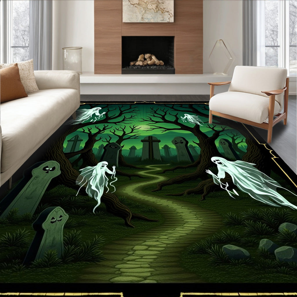 Spooky Forest Ghostly Graveyard Path Rug